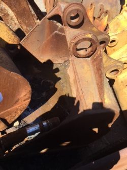 54" bucket, between pins 14 1/2", 3 1/2 " pin size.